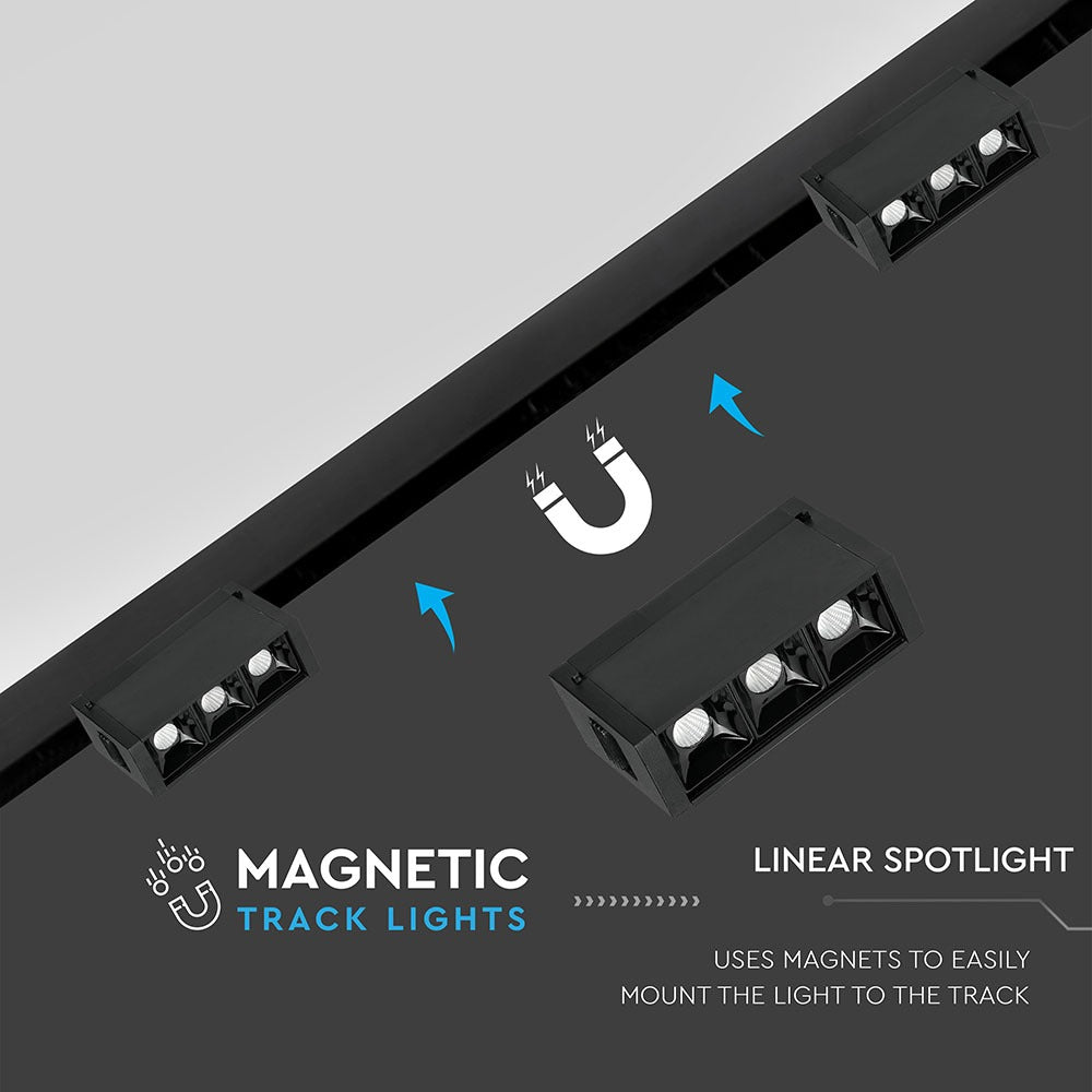 3*1W Punkt świetlny LED MAGNETIC / Barwa:4000K/ Czarny / IP20 / Zasilanie:24V