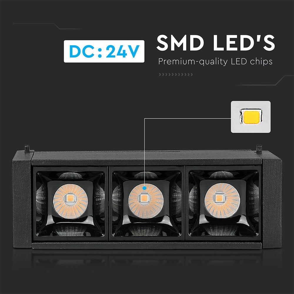 3*1W Punkt świetlny LED MAGNETIC / Barwa:3000K / Czarny / IP20 / Zasilanie:24V