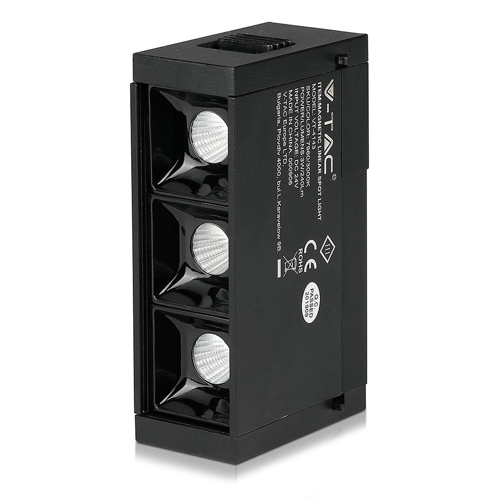 3*1W Punkt świetlny LED MAGNETIC / Barwa:3000K / Czarny / IP20 / Zasilanie:24V