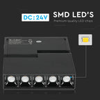 5*2W Lampa LED MAGNETIC/ Barwa:4000K / Czarny / IP20 / Zasilanie:24V