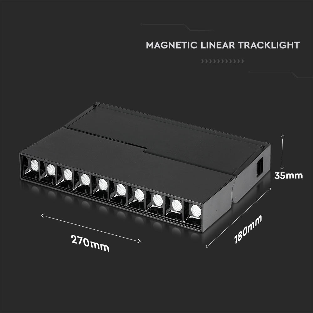 10*2W Lampa liniowa LED na szynoprzewód MAGNETIC / Barwa:3000K / Czarny / IP20 / Zasilanie:24V
