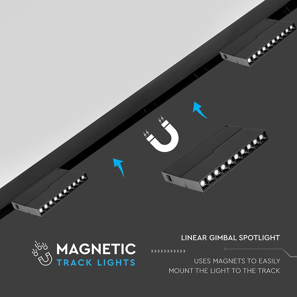 10*2W Lampa liniowa LED na szynoprzewód MAGNETIC / Barwa:4000K/ Czarny / IP20 / Zasilanie:24V
