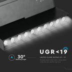 10*2W Lampa liniowa LED na szynoprzewód MAGNETIC / Barwa:3000K / Czarny / IP20 / Zasilanie:24V