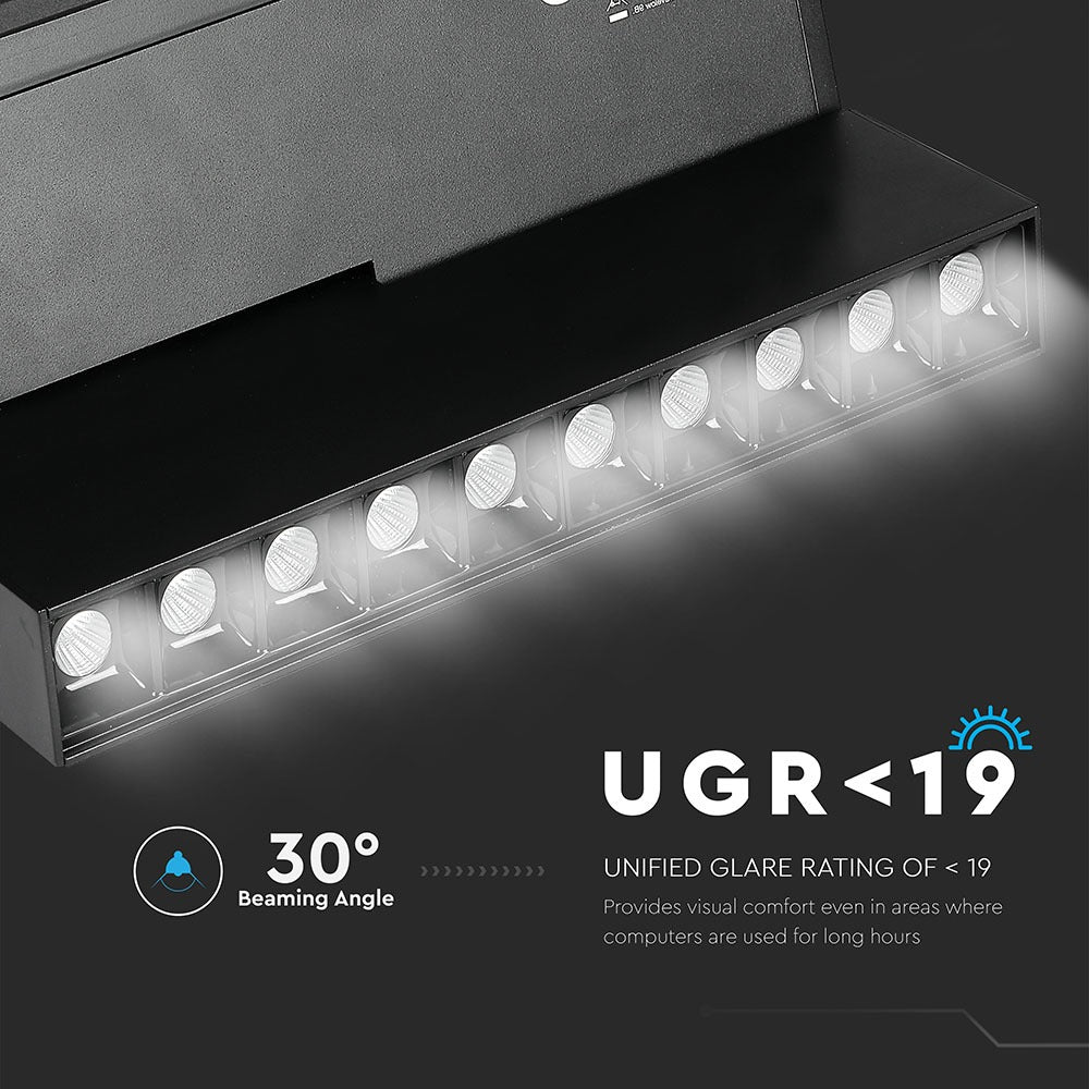 10*2W Lampa liniowa LED na szynoprzewód MAGNETIC / Barwa:3000K / Czarny / IP20 / Zasilanie:24V