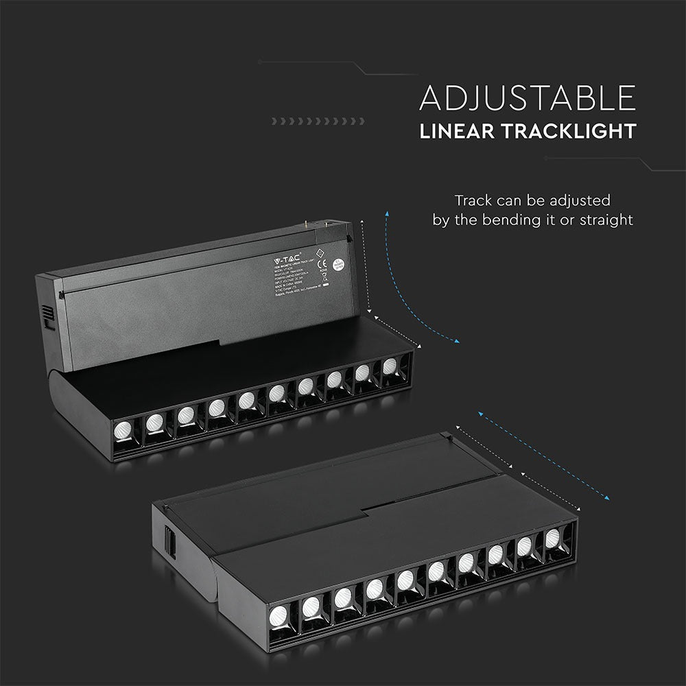 10*2W Lampa liniowa LED na szynoprzewód MAGNETIC / Barwa:3000K / Czarny / IP20 / Zasilanie:24V