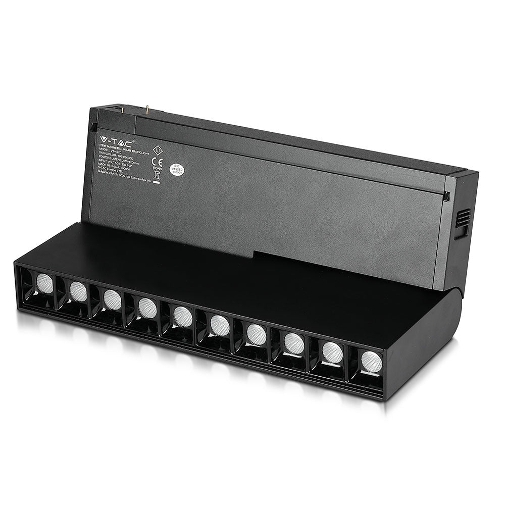 10*2W Lampa liniowa LED na szynoprzewód MAGNETIC / Barwa:3000K / Czarny / IP20 / Zasilanie:24V
