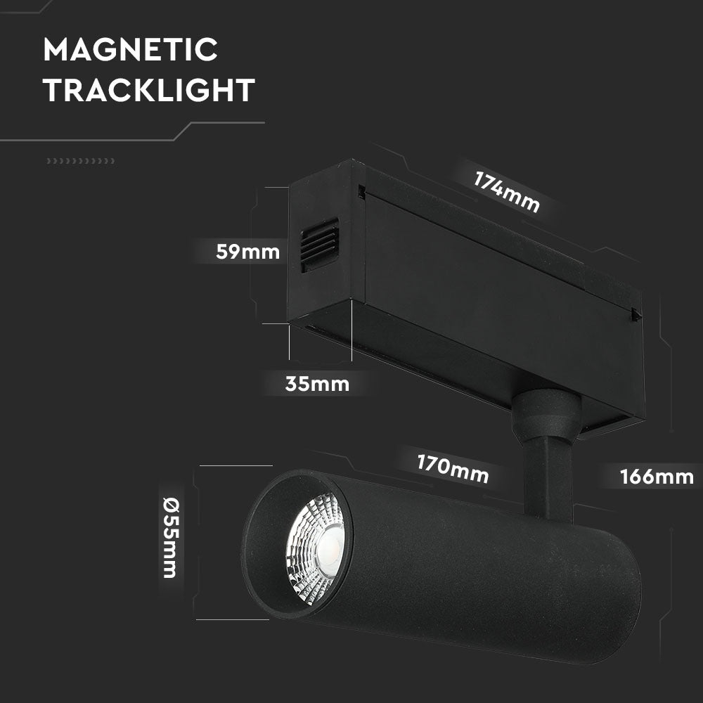 15W Lampa LED na szynoprzewód MAGNETIC / Barwa:4000K / Czarny / IP20 / Zasilanie:24V