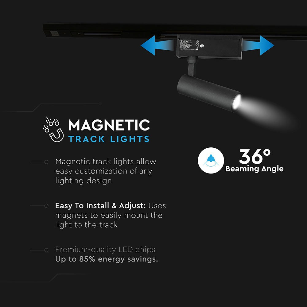 15W Lampa LED na szynoprzewód MAGNETIC / Barwa:3000K / Czarny / IP20 / Zasilanie:24V