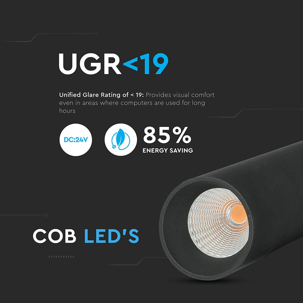 15W Lampa wisząca LED na szynoprzewód / Barwa:4000K / Czarny / IP20 / Zasilanie:24V