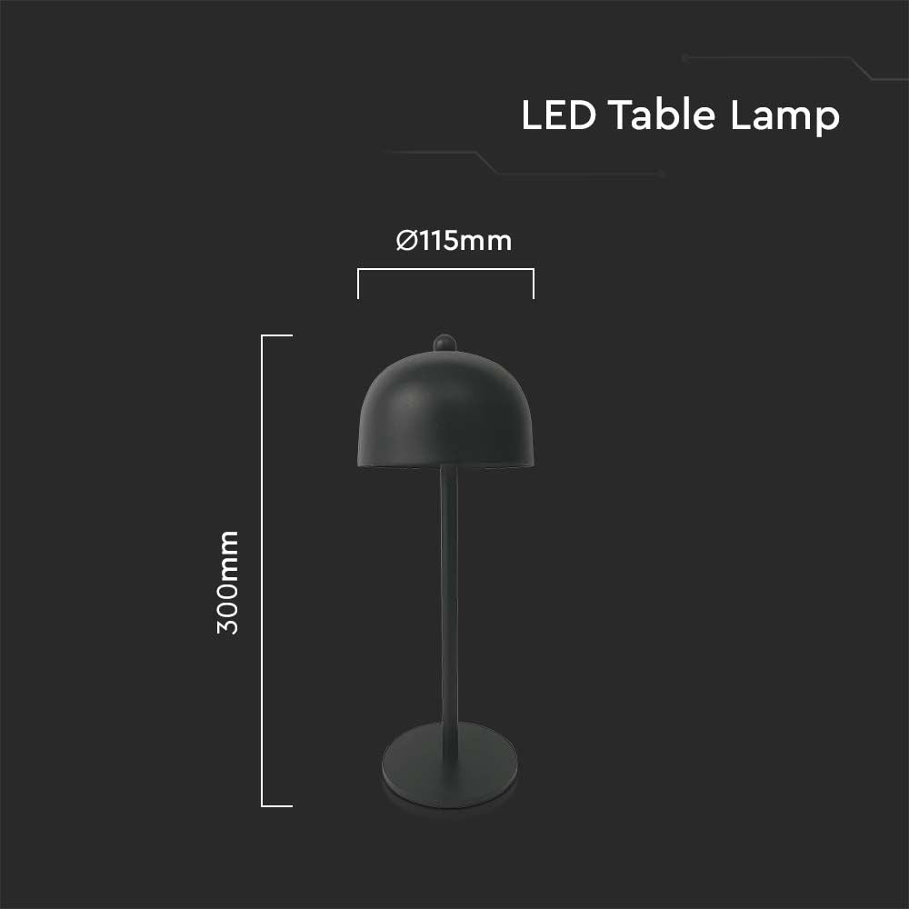 Lampka nocna LED zasilana bateryjnie / Wysokość:30cm / Bateria 1800mAh / Ściemnianie przez dotyk / Barwa:3w1 / Obudowa: Czarna