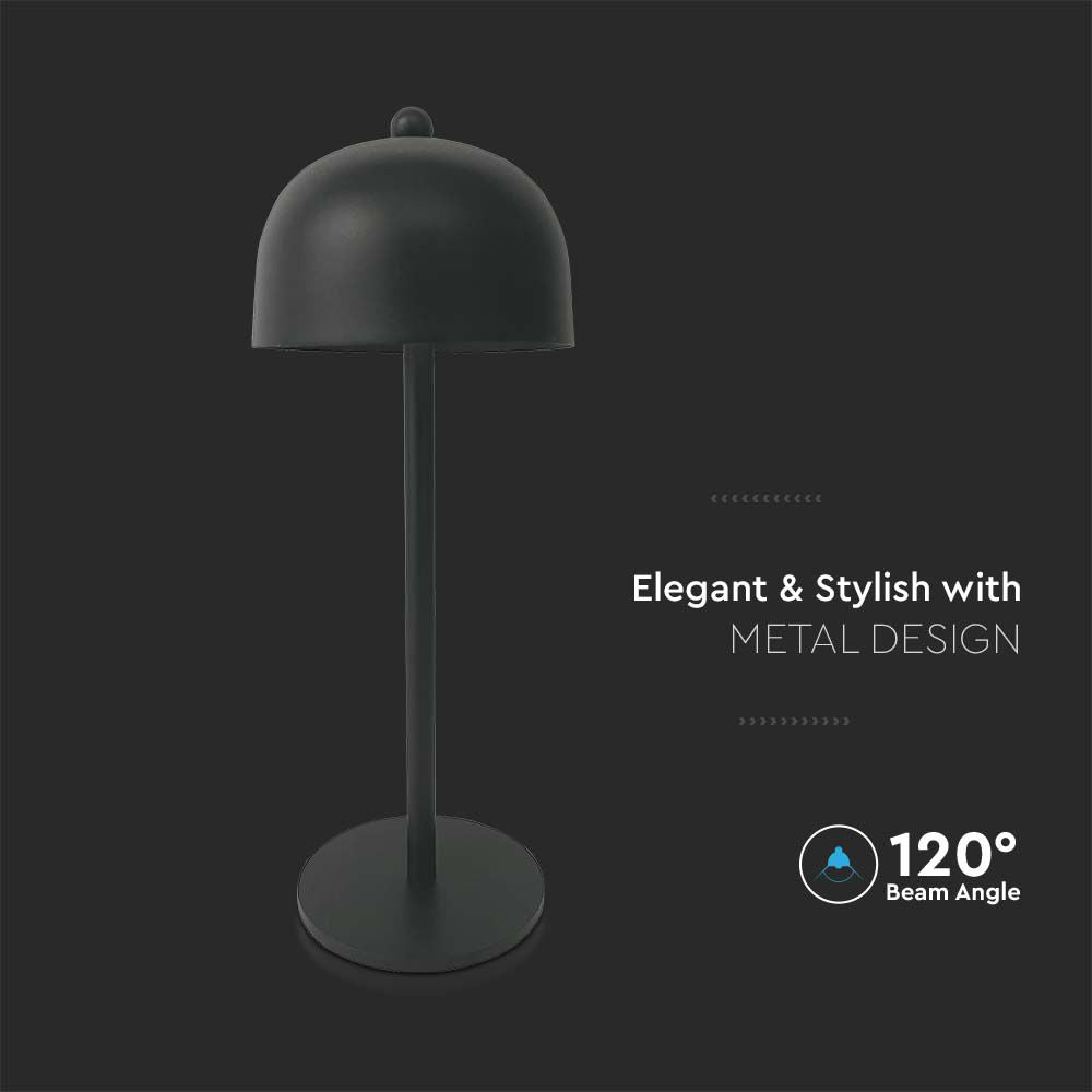 Lampka nocna LED zasilana bateryjnie / Wysokość:30cm / Bateria 1800mAh / Ściemnianie przez dotyk / Barwa:3w1 / Obudowa: Czarna