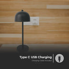 Lampka nocna LED zasilana bateryjnie / Wysokość:30cm / Bateria 1800mAh / Ściemnianie przez dotyk / Barwa:3w1 / Obudowa: Czarna