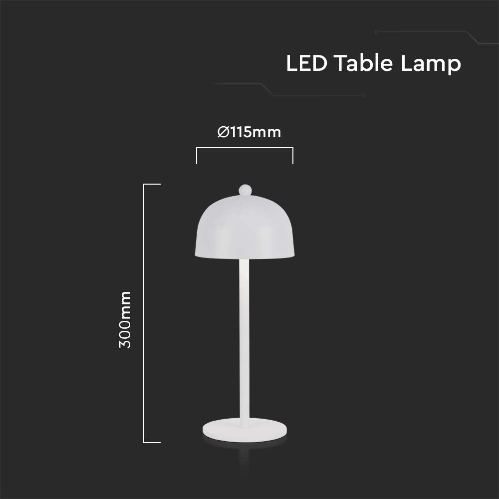 Lampka nocna LED zasilana bateryjnie / Wysokość:30cm / Bateria 1800mAh / Ściemnianie przez dotyk / Barwa:3w1 / Obudowa: Biała