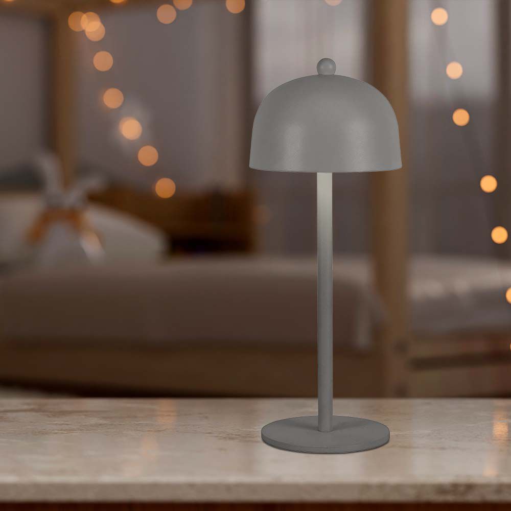 Lampka nocna LED zasilana bateryjnie / Wysokość:30cm / Bateria 1800mAh / Ściemnianie przez dotyk / Barwa:3w1 / Obudowa: Szara