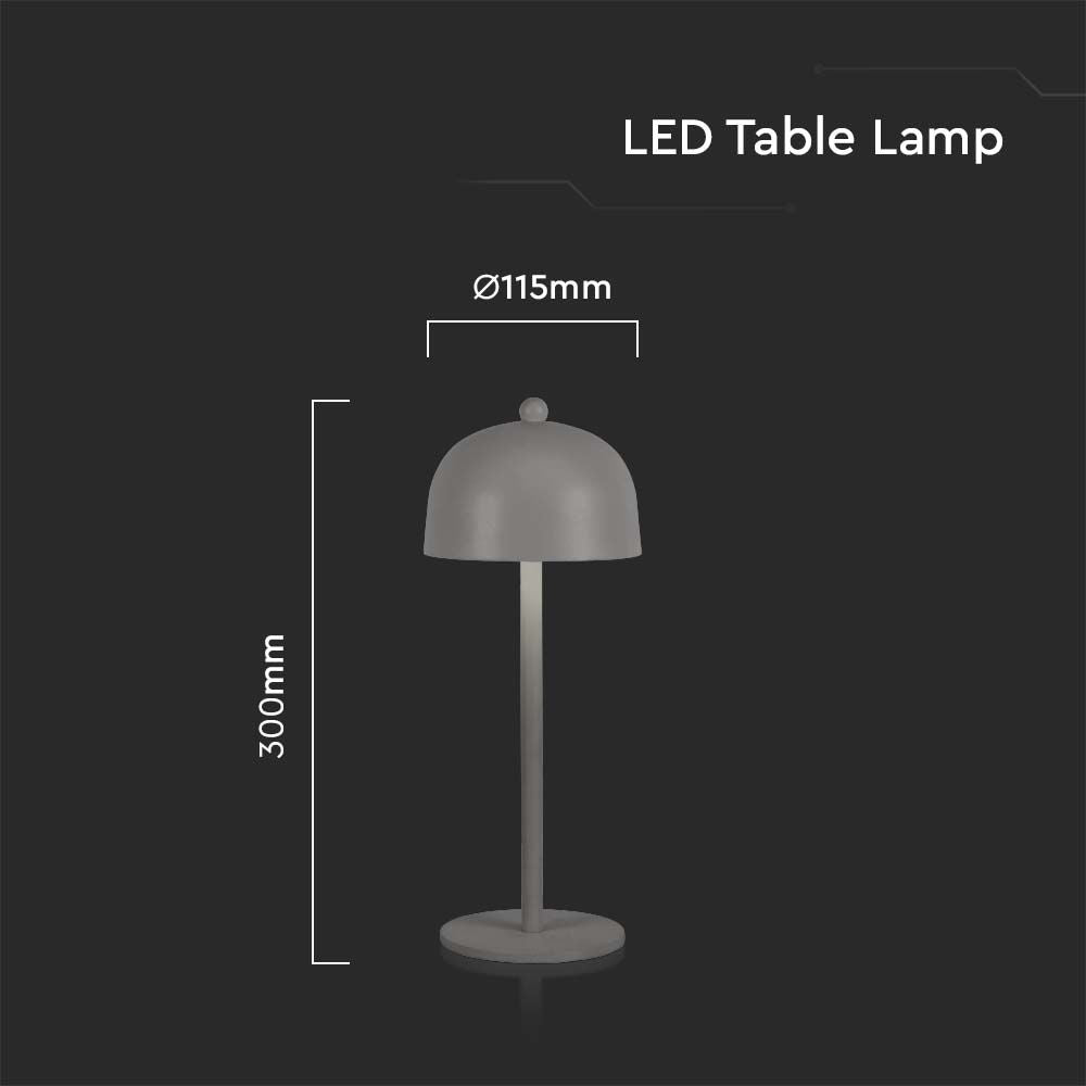 Lampka nocna LED zasilana bateryjnie / Wysokość:30cm / Bateria 1800mAh / Ściemnianie przez dotyk / Barwa:3w1 / Obudowa: Szara