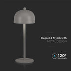 Lampka nocna LED zasilana bateryjnie / Wysokość:30cm / Bateria 1800mAh / Ściemnianie przez dotyk / Barwa:3w1 / Obudowa: Szara