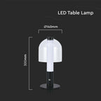 Lampka nocna LED zasilana bateryjnie / Wysokość:30cm / Bateria 1800mAh / Ściemnianie przez dotyk / Barwa:3w1 / Obudowa: Czarna + transparenty