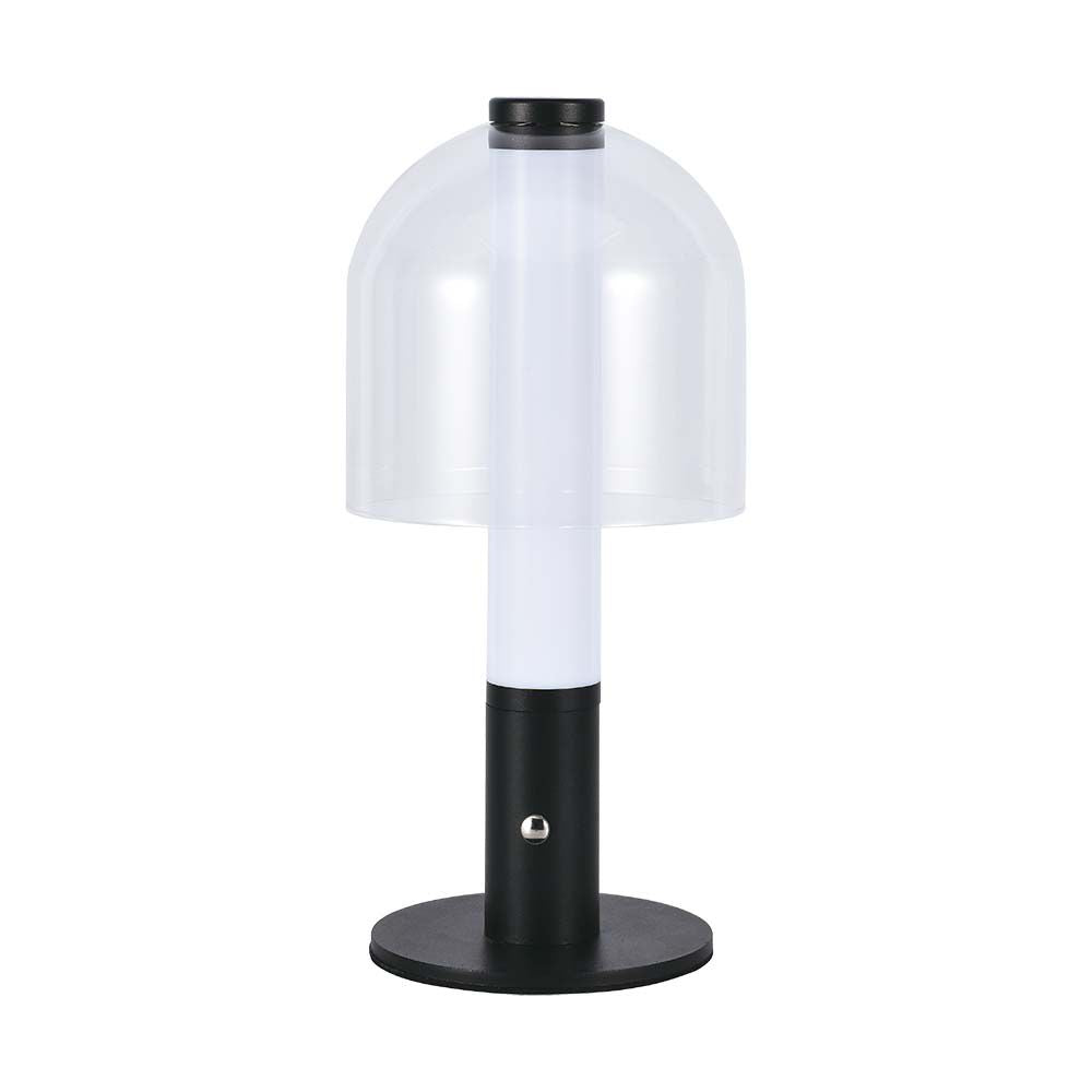 Lampka nocna LED zasilana bateryjnie / Wysokość:30cm / Bateria 1800mAh / Ściemnianie przez dotyk / Barwa:3w1 / Obudowa: Czarna + transparenty