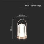 Lampka nocna LED zasilana bateryjnie / Wysokość:19cm / Bateria 1800mAh / Ściemnianie przez dotyk / Barwa:3w1 / Obudowa: Szampańskie złoto