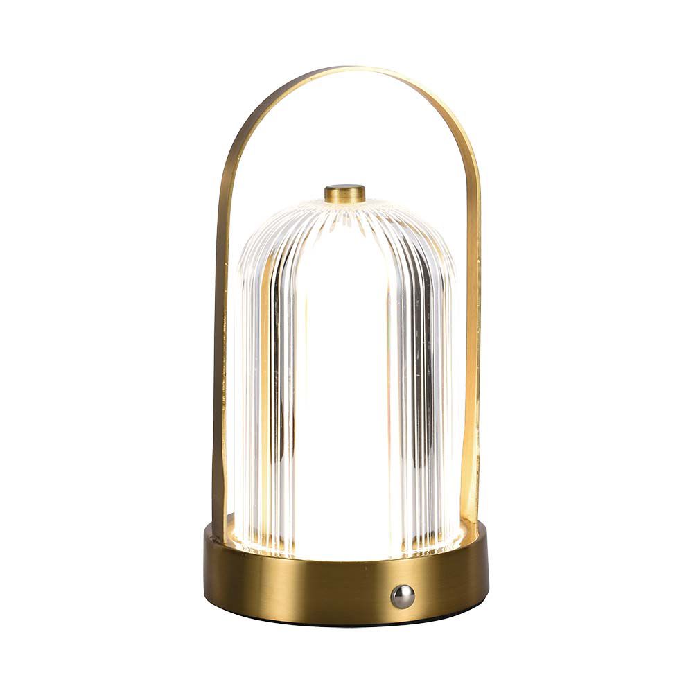 Lampka nocna LED zasilana bateryjnie / Wysokość:19cm / Bateria 1800mAh / Ściemnianie przez dotyk / Barwa:3w1 / Obudowa: Szampańskie złoto
