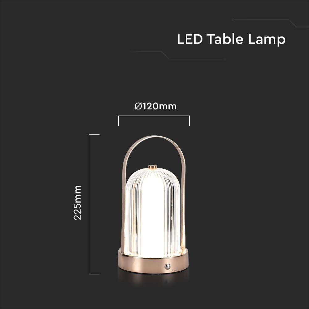 Lampka nocna LED zasilana bateryjnie / Wysokość:19cm / Bateria 1800mAh / Ściemnianie przez dotyk / Barwa:3w1 / Obudowa: Brązowa