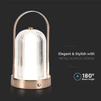 Lampka nocna LED zasilana bateryjnie / Wysokość:19cm / Bateria 1800mAh / Ściemnianie przez dotyk / Barwa:3w1 / Obudowa: Brązowa