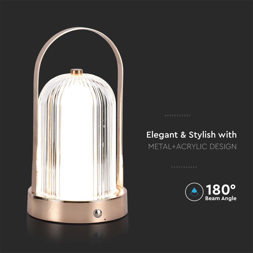 Lampka nocna LED zasilana bateryjnie / Wysokość:19cm / Bateria 1800mAh / Ściemnianie przez dotyk / Barwa:3w1 / Obudowa: Brązowa
