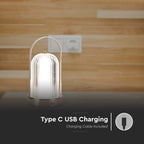 Lampka nocna LED zasilana bateryjnie / Wysokość:19cm / Bateria 1800mAh / Ściemnianie przez dotyk / Barwa:3w1 / Obudowa: Brązowa