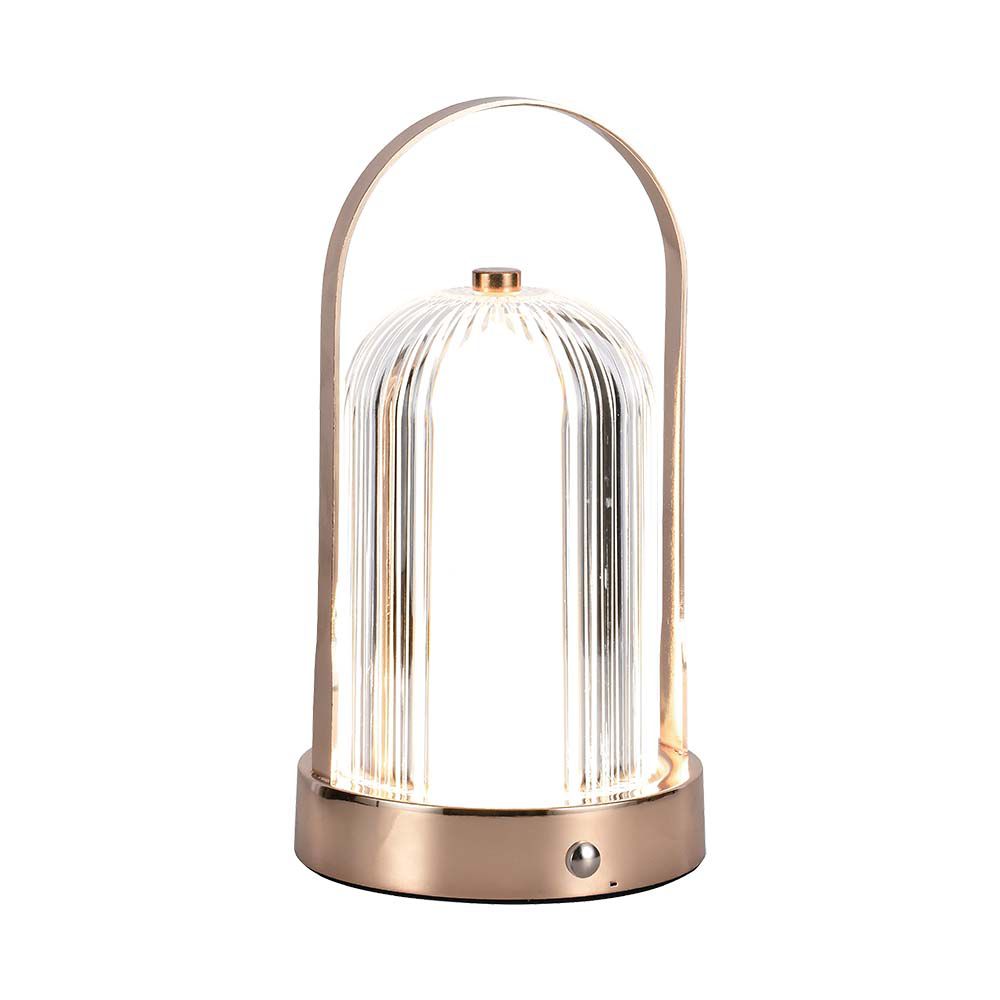 Lampka nocna LED zasilana bateryjnie / Wysokość:19cm / Bateria 1800mAh / Ściemnianie przez dotyk / Barwa:3w1 / Obudowa: Brązowa