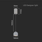 Lampa Wisząca LED / Barwa: 3000K / Obudowa: Jasnoszara