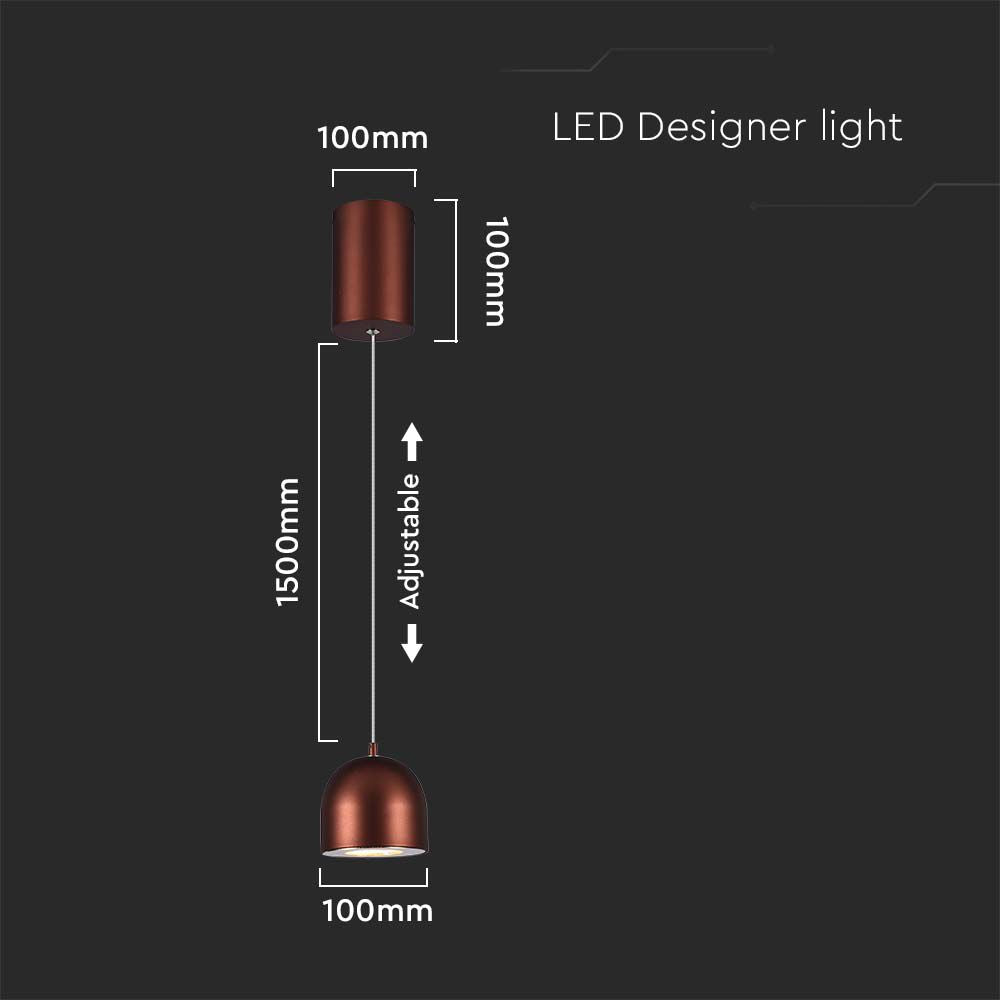 Lampa Wisząca LED / Włącznik dotykowy / Barwa: 3000K / Obudowa: Brązowa