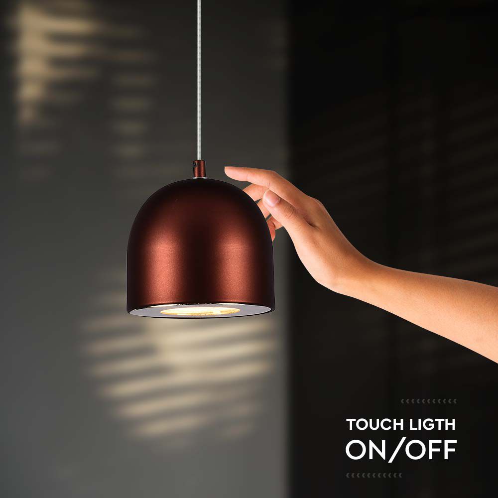 Lampa Wisząca LED / Włącznik dotykowy / Barwa: 3000K / Obudowa: Brązowa