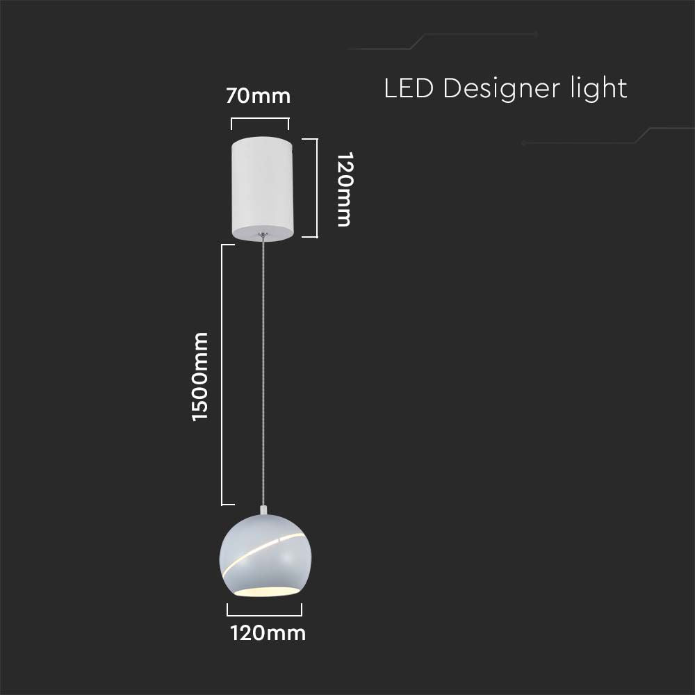 Lampa Wisząca LED / Barwa: 3000K / Obudowa: Biała