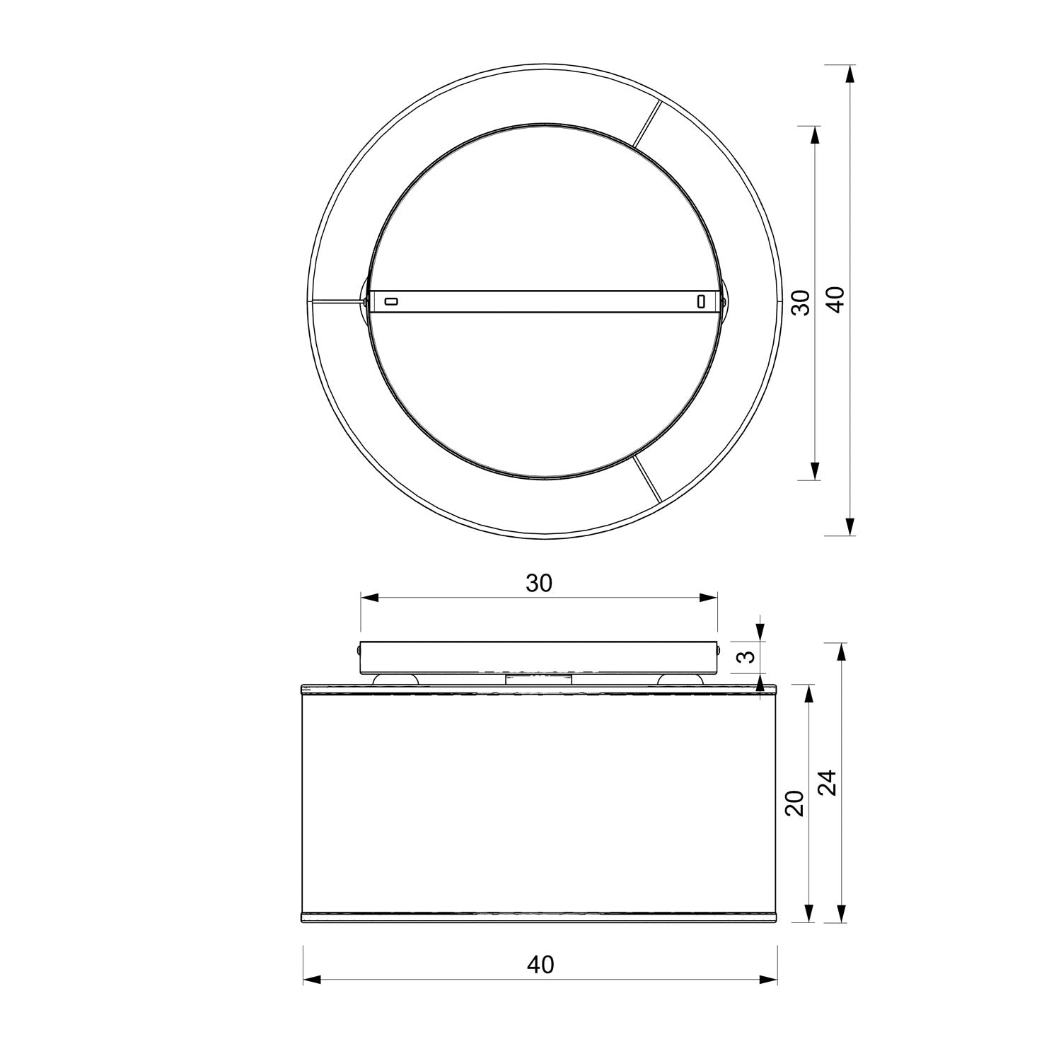 plafon Loft shade black, cylinder shade dia 400 h 200 black 3xE27