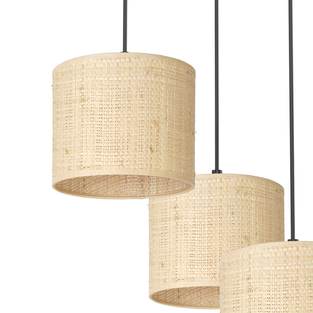 żyrandol talerz dia 300, Rattan cylinder shade dia 180, h 150 3xE27