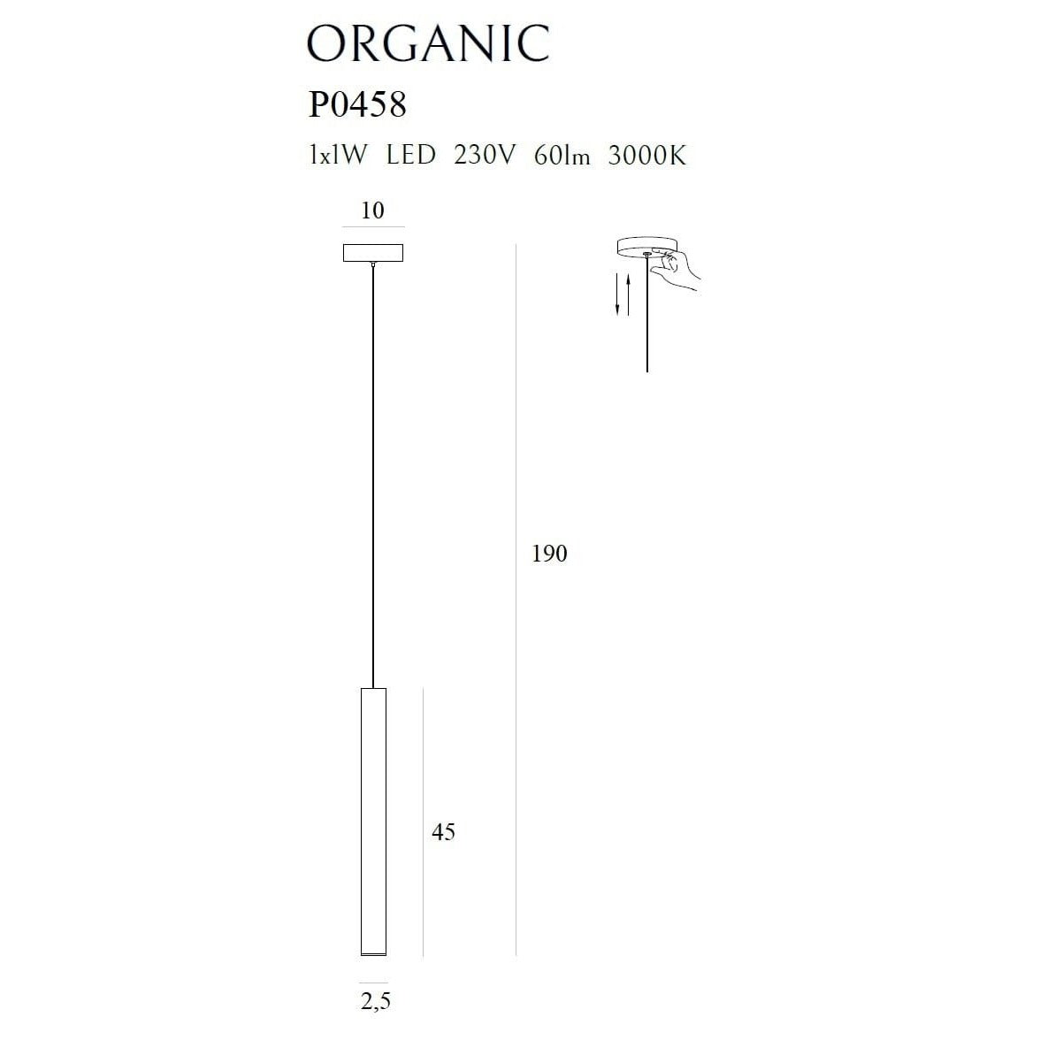 Maxlight Lampa wisząca Organic I - Metal + akryl - Miedź szczotkowana P0458