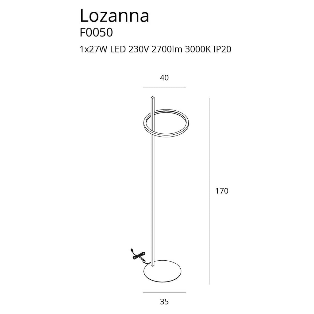 Maxlight Lampa podłogowa Lozanna - Stal nierdzewna + akryl - Złoty F0050