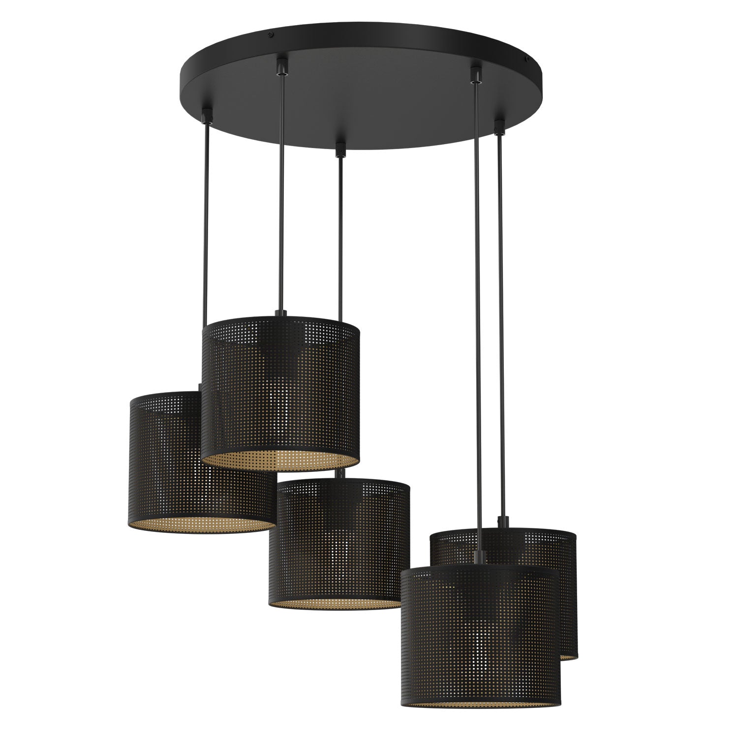 żyrandol Loft shade talerz dia 440, black, cylinder shade dia 180, h 150 black/gold 5xE27