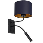 kinkiet Arden G9+E27 black, cylinder shade dia 180, h 150 navy blue/gold 1xE27+1xG9