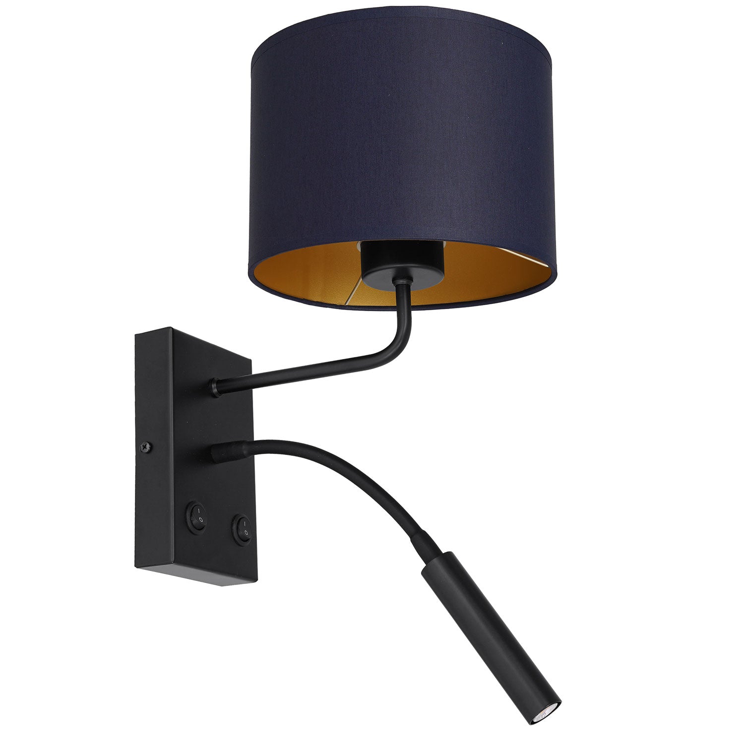 kinkiet Arden G9+E27 black, cylinder shade dia 180, h 150 navy blue/gold 1xE27+1xG9