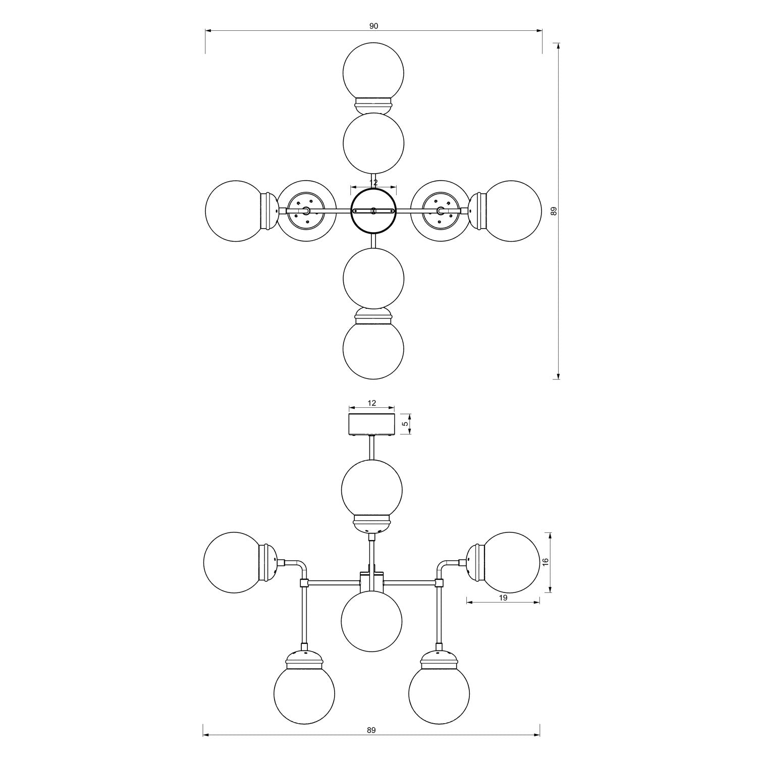 żyrandol Hydro transparent glass 8xE27