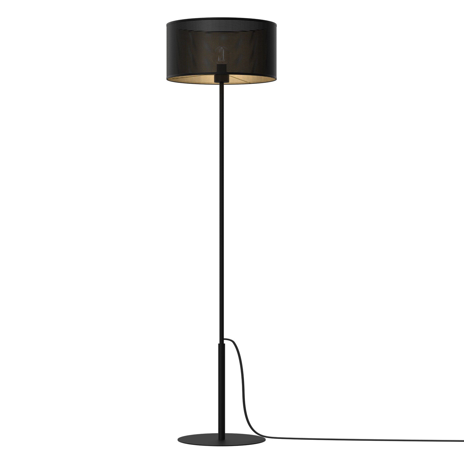 lampa podł. Loft shade prosta, black, cylinder shade dia 400, h 200 black/gold 1xE27