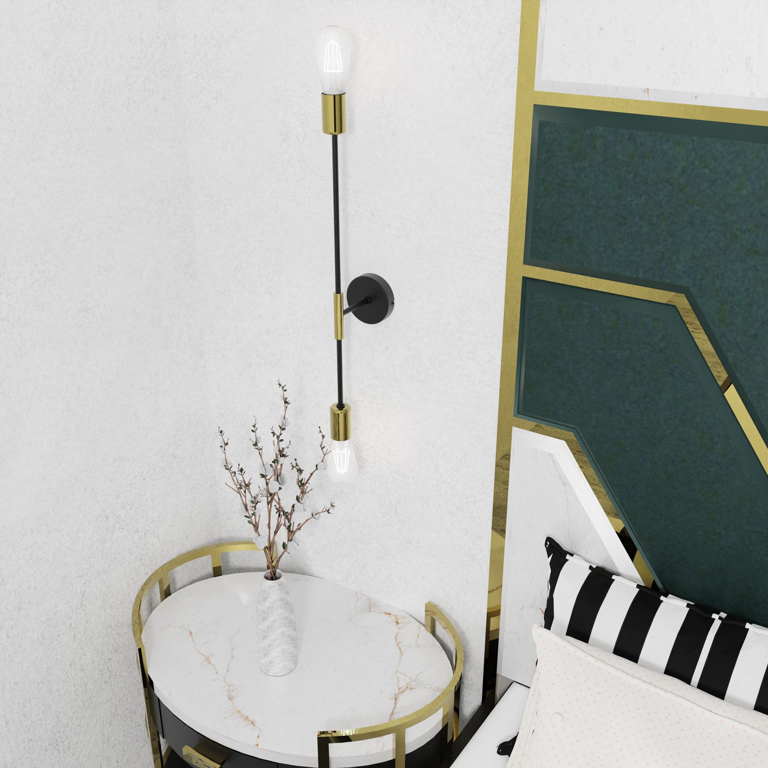kinkiet Flame black/gold 2xE27