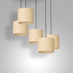 żyrandol talerz dia 440, Rattan cylinder shade dia 180, h 150 5xE27