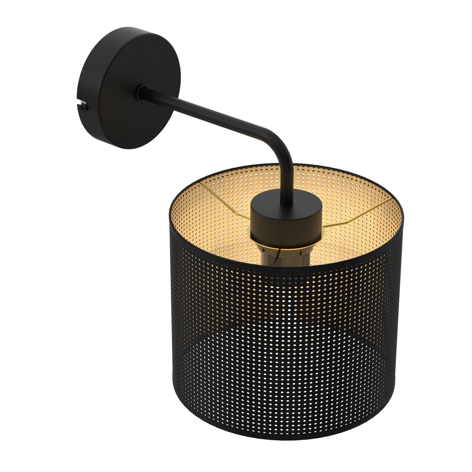 kinkiet Loft shade black, cylinder shade dia 180, h 150 black/gold 1xE27