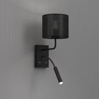 kinkiet Loft shade G9+E27 black, cylinder shade dia 180, h 150 black 1xG9+1xE27