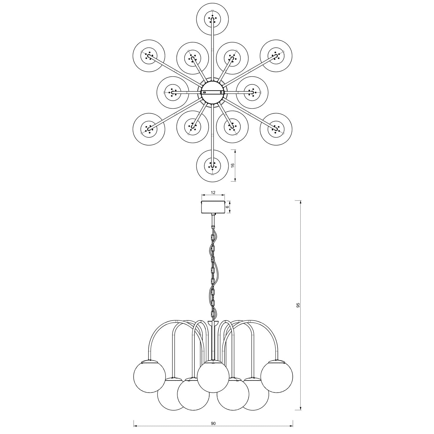 żyrandol Cambridge (glass 2815) black/brass 12xE14