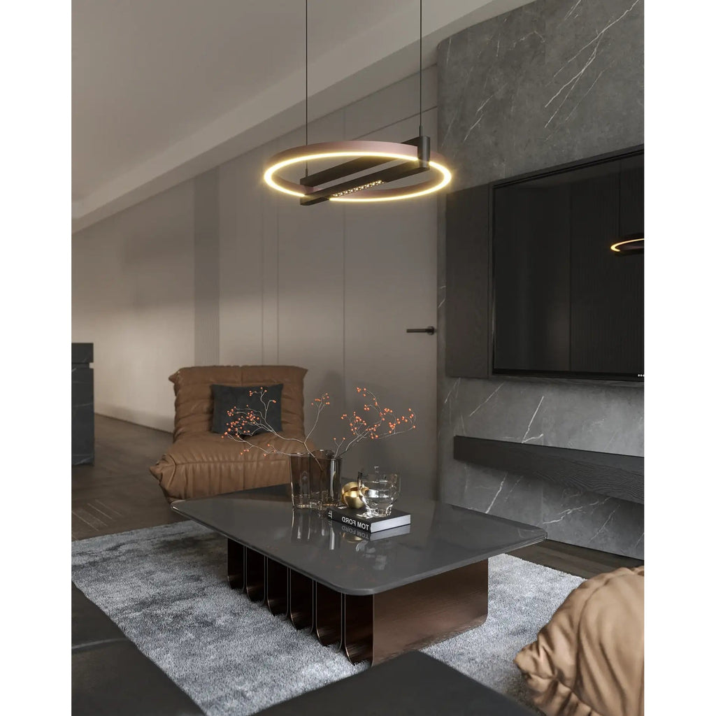 Maxlight Lampa wisząca Singapur Round - Metal - Czarny + brąz P0552
