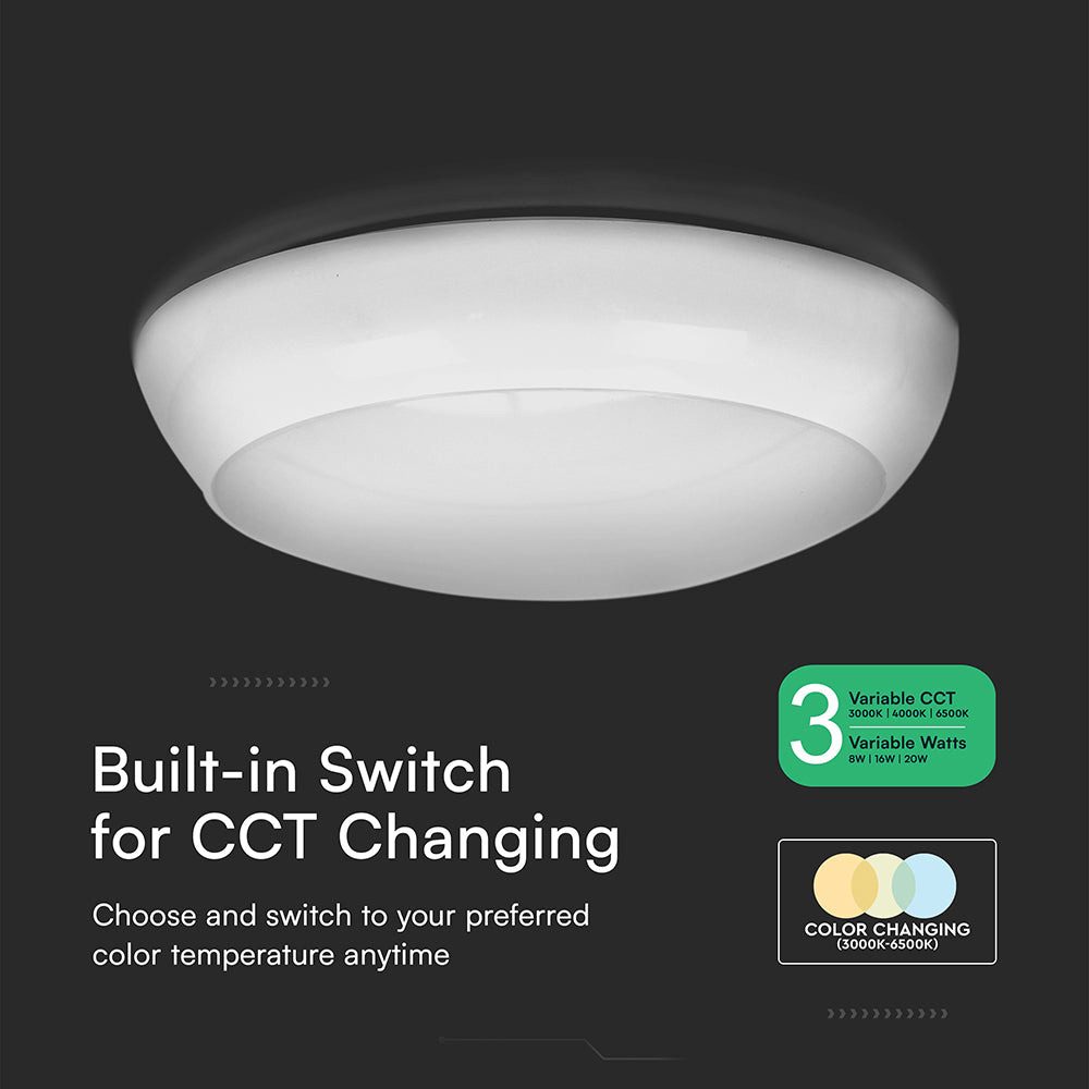 8W/16W/20W Dekoracyjny plafon LED / Chip Samsung / Barwa: 3w1 / Klosz: Okrągły / IP65