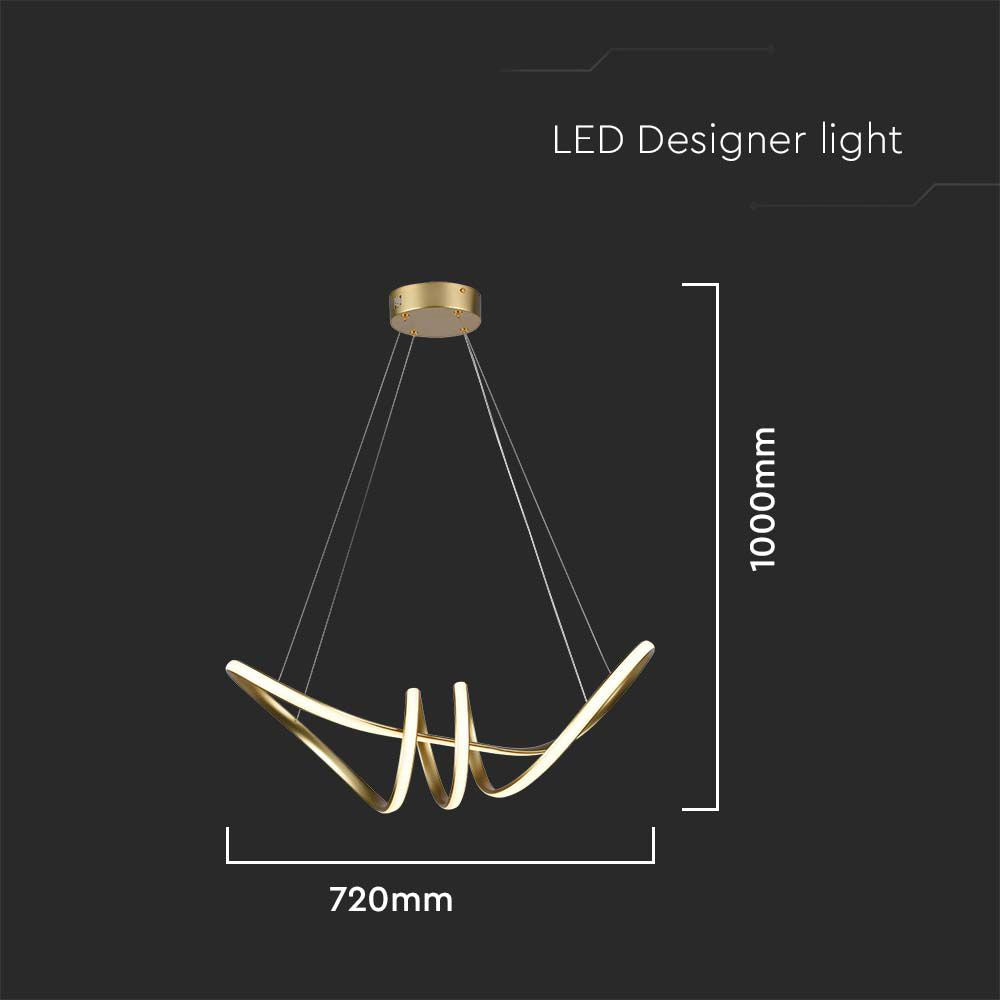 Dekoracyjna Lampa Wisząca LED / Barwa: 3000K / Obudowa: Złota